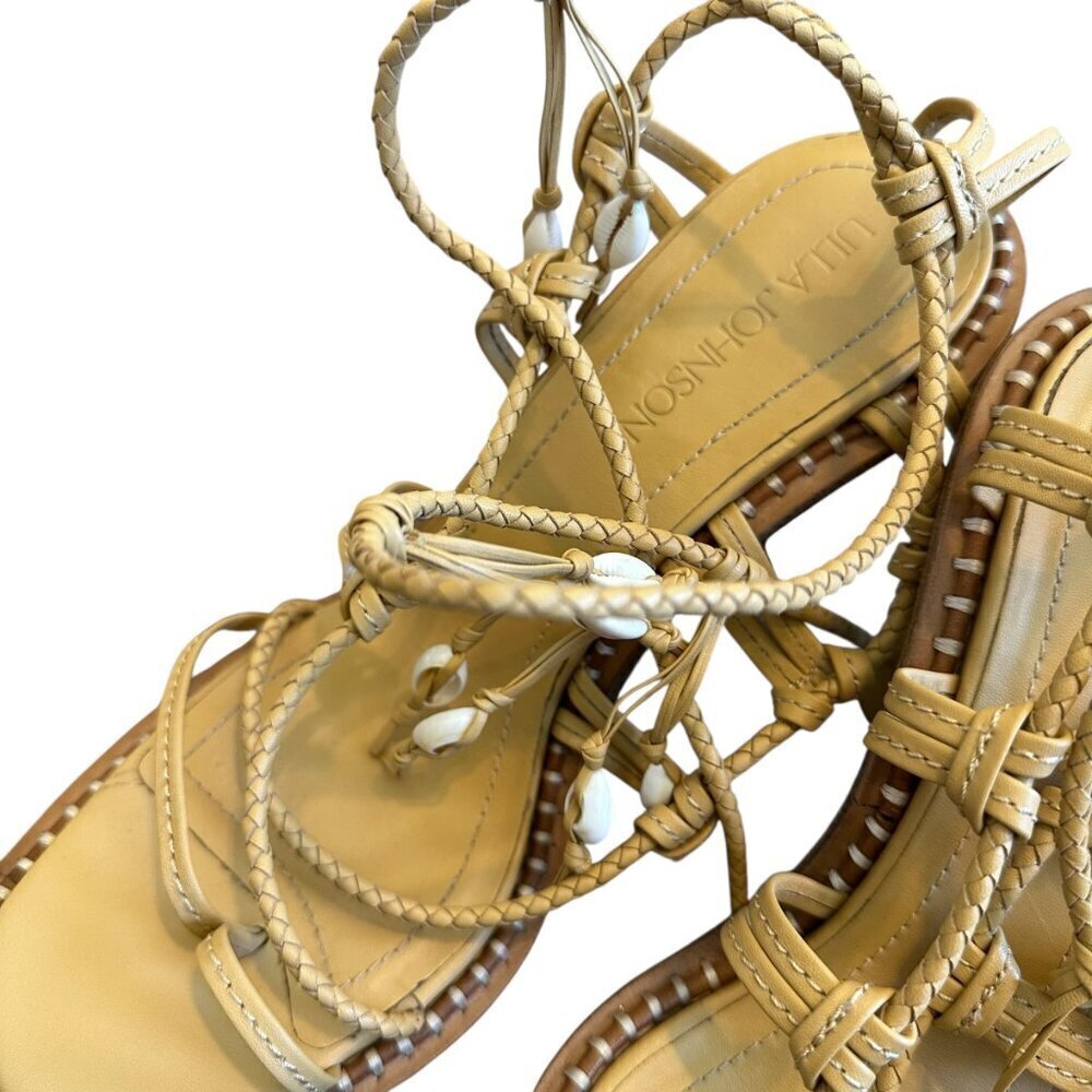 Ulla Johnson Cora High Heel Ankle Strap Sandals Seashell Leather Size 40 9.5 - Picture 11 of 15